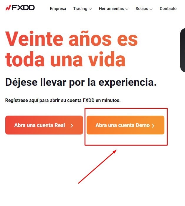 Como abrir una cuenta demo en FXDD
