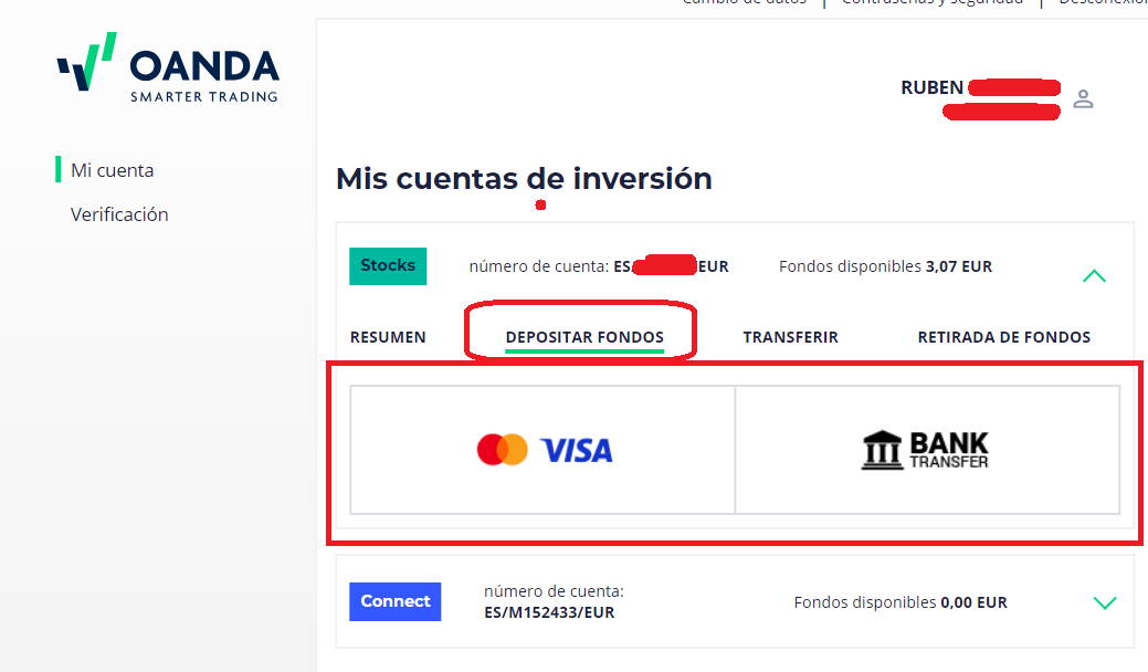 Métodos de depositar dinero con Oanda