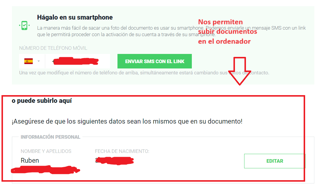 Registro de cuetna en XTB subir documentos