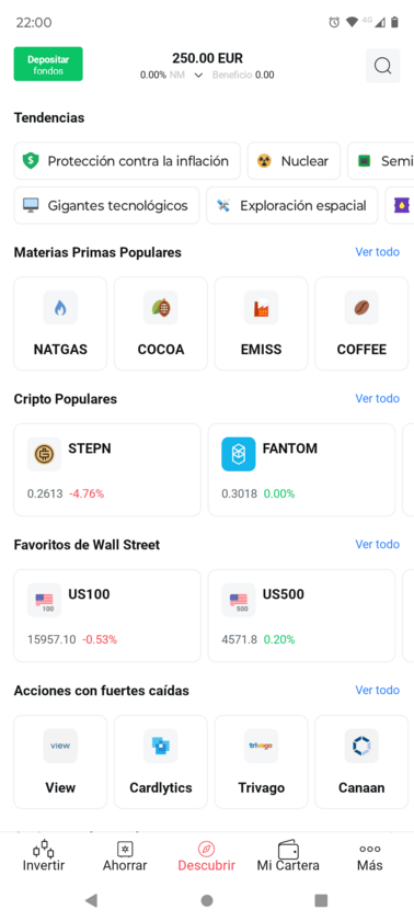 App de XTB sectores de bolsa