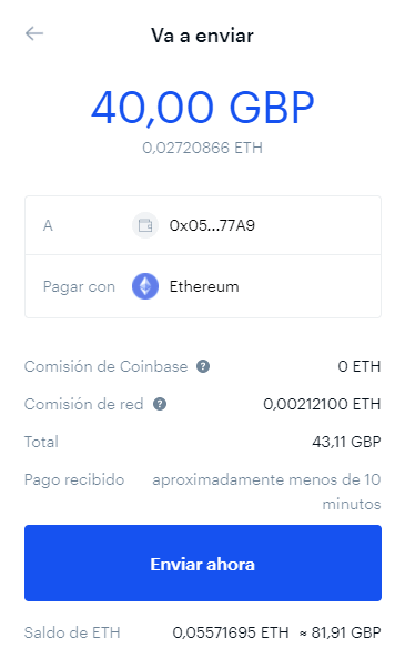 ejemplo envio dinero metamask