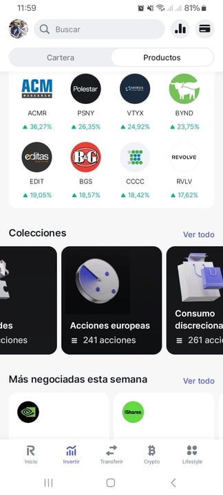 Oferta de acciones en la app de Revolut