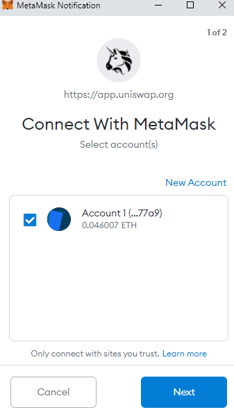 como conectar una cartera en uniswap