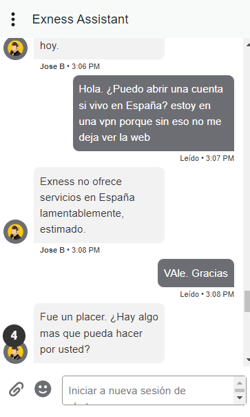 Exness chat atencion al cliente