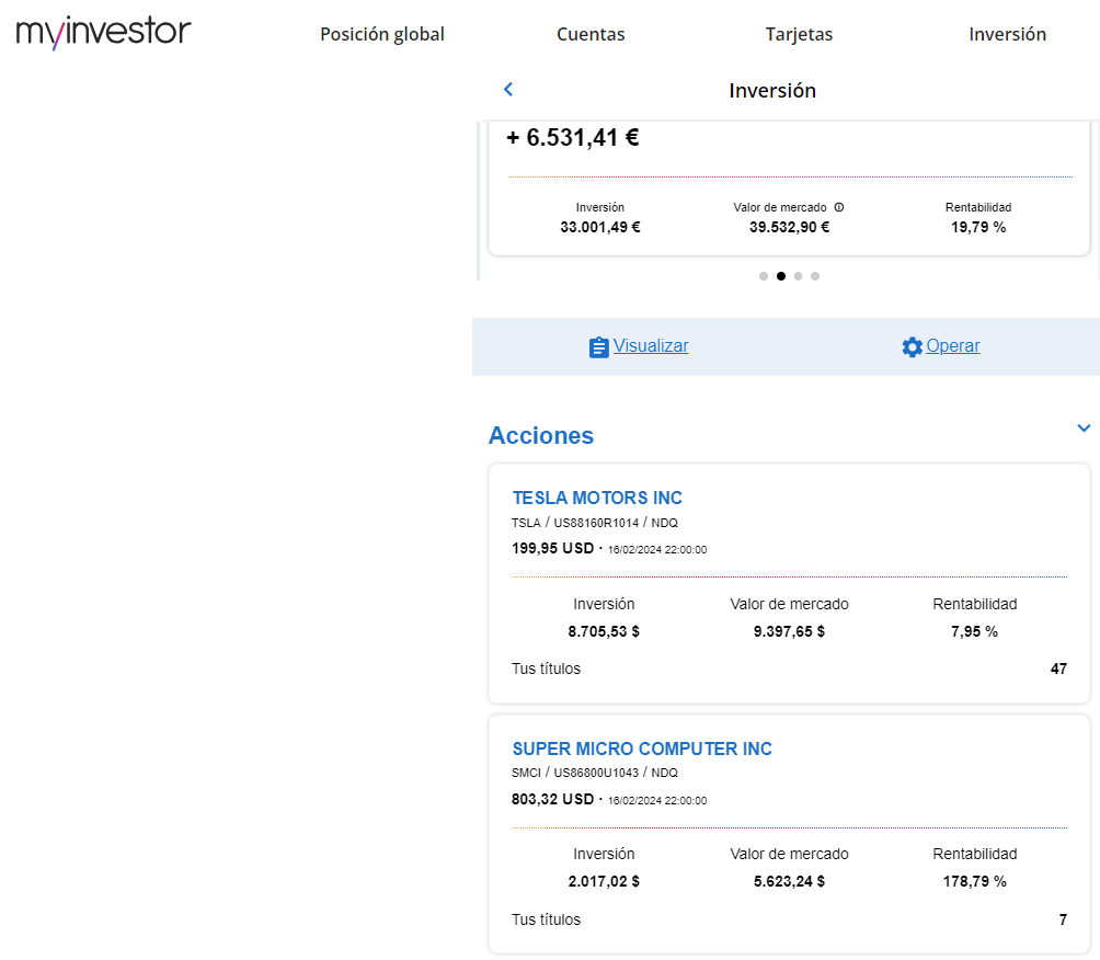 Cuenta de Myinvestor para acciones