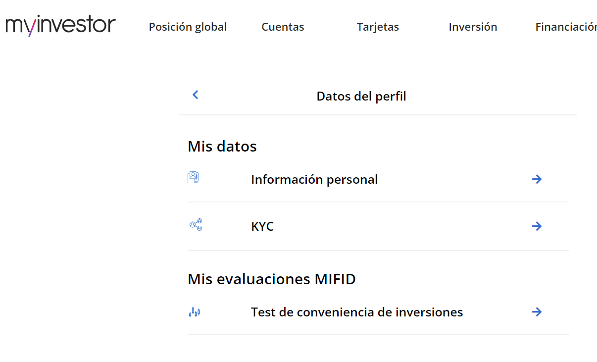 Test de conveniencia de Myinvestor