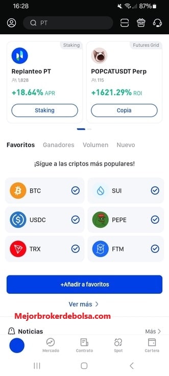 App de Phemex del celular