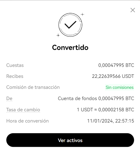 BTC a USDT en OKX 