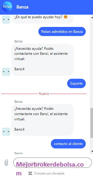 Banza app soporte al cliente con chat