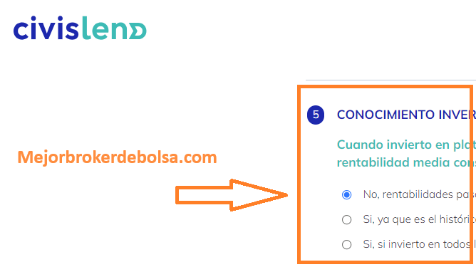 Test financiero para abrir cuenta en Civislend