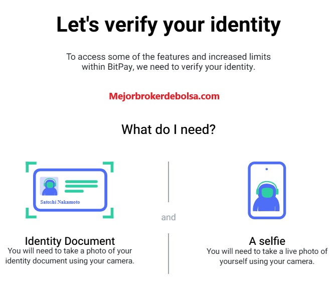 Verificar para abrir cuenta con Bitpay